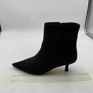Black Suede Dressy Kitten Heel Ankle Boots Pointed Toe Booties Shoes with Zips